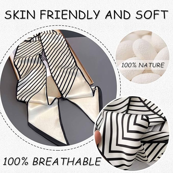 Dailyacc Hair Scarf for Women Fashion Silky Satin Headscarf Wrap Breathable Lightweight Neck Scarves For Handbag
