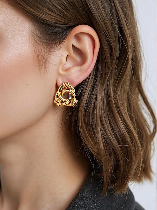 Trendy 14K Gold Plated Knot Earrings are Thick and Charming Pendant Earrings for Women They are Lightweight Hypoallergenic Fashion Accessories Jewelry Gifts for Women