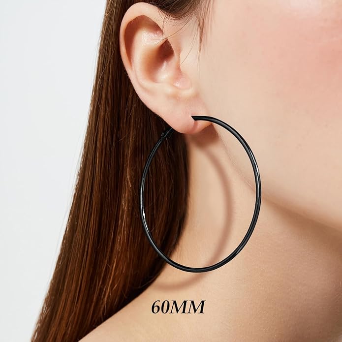 Big Gold Hoop Earrings for Women Hypoallergenic 925 Sterling Silver Post Thin Loop 14K Gold Plated Hoop Earrings Set for Women, 3 Pairs