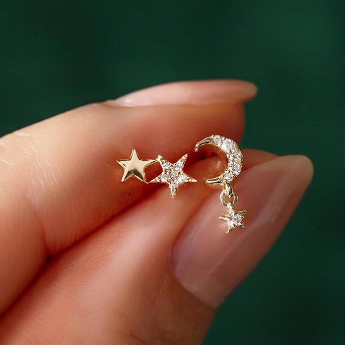 Gold Ear Cuffs Earrings for Women Non Piercing - Clip on Cartilage Earrings Dainty 14K Gold Sterling Silver Plated Cubic Zirconia Huggie Hoop Earring for Women No Tarnish Trendy Jewelry Set