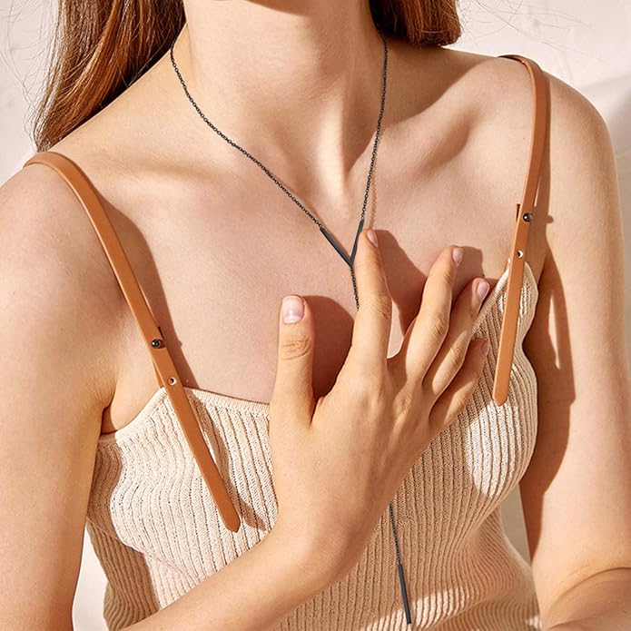 FOCALOOK Long Necklaces for Women 14K Gold Plated Dainty Drop Bar Pendant Lariat Y-Shaped Necklace Earring Set 28inch/73cm