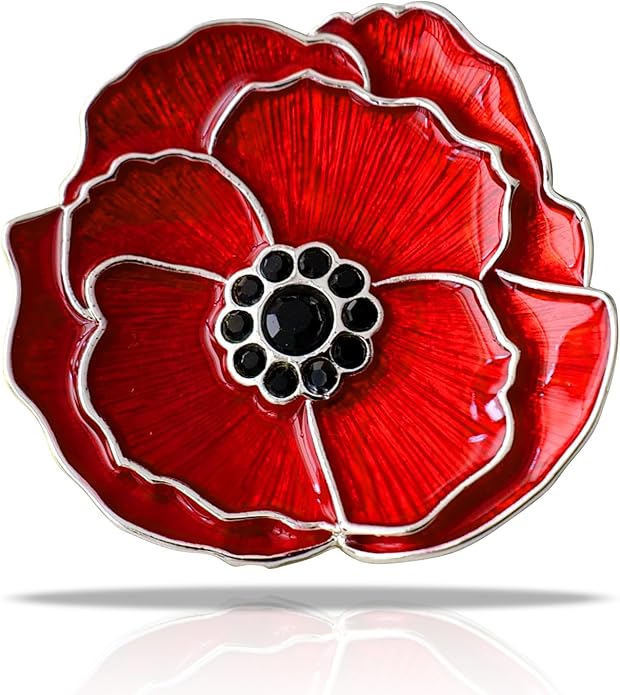 Poppy Flower Brooch - Memorial Day Veterans Day Armistice Day Pins - Remembrance Jewelry Gift Flower Pin for Women Mom Stepmother Grandma