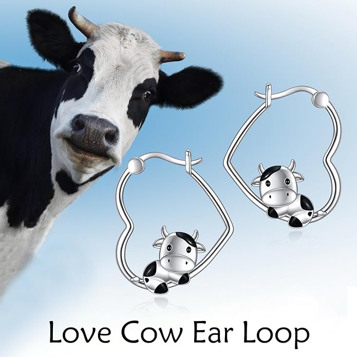 YFN Animal Earrings Sterling Silver Animal Heart Hoop Dangle Earrings Cute Jewelry Gifts for Women
