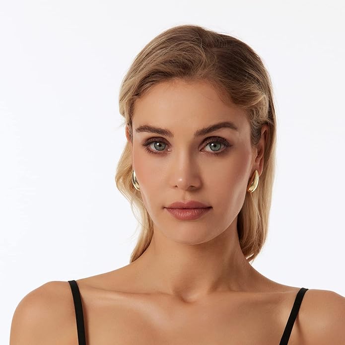14K Gold Plated Hoop Earrings for Women Triple Huggie Illusion Stud Earring | Double Huggie Hoop Earrings for One Hole | Claw Ear Cuff Earring Jewelry Gift for Women