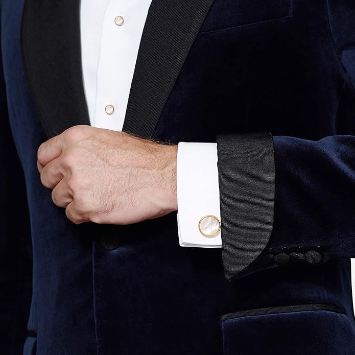 HAWSON Fashion Mother-of-Pearl Tuxedo Shirt Button and Cufflink Set, Specially Designed for Wedding Business