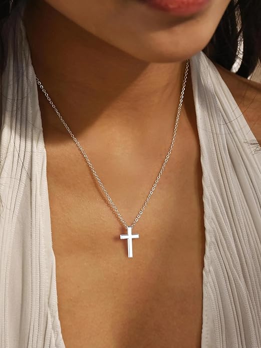 ChicSilver Personalized 925 Sterling Silver Dainty Small Heart/Star/Moon/Dot/Triangle Pendant Necklace for Women, Silver/Gold/Rose Gold/Black (with Gift Box)