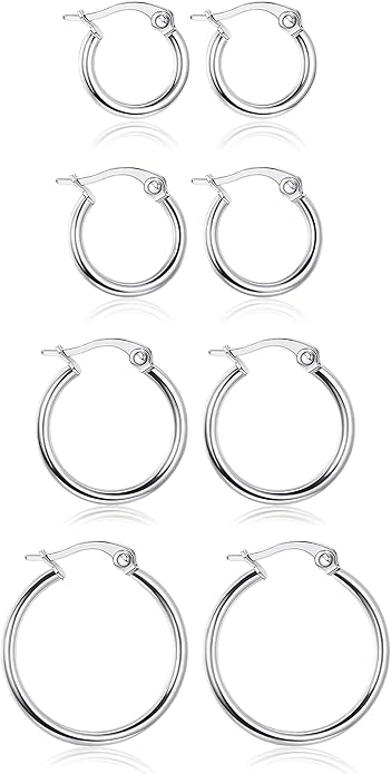 LOYALLOOK Gold Hoop Earrings Set Stainless Steel Rounded Small Hoop Earrings Set for Women Cute Huggie Earrings Nickel Free 10/12/15/20MM
