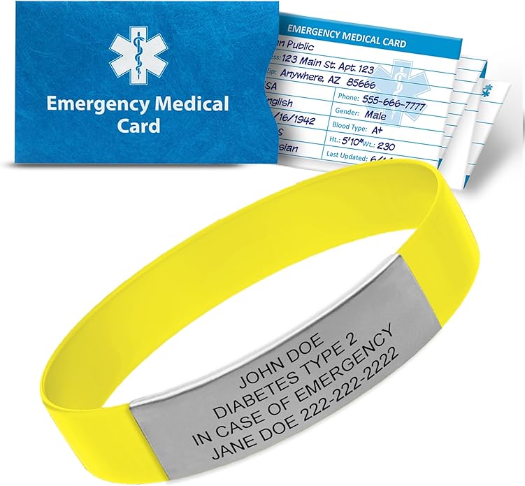 Personalized Medical Alert Bracelet for Men & Women – Custom Engraved Waterproof Silicone Wristband with Stainless Steel ID Plate – Medical ID Bracelet for Allergies, Conditions, ICE Info & Emergency Card