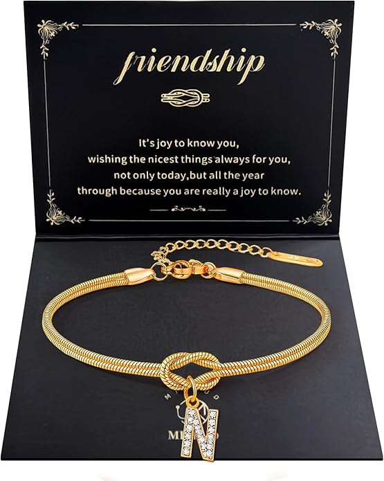 Friendship Bracelet for Women Gold Initial Bracelets 14K Gold Plated Knot Letter A-Z Initial Bracelet for Women Dainty Forever Layered Chain Bracelets Jewelry Birthday Gift for Best Friend