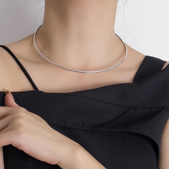 Women 925 Sterling Silver 2MM Solid Dome Collar Necklace Simple Fashion Golden 16 "18" 20 "+1.9 "Adjustable Length Choker Fine Jewelry Gifts