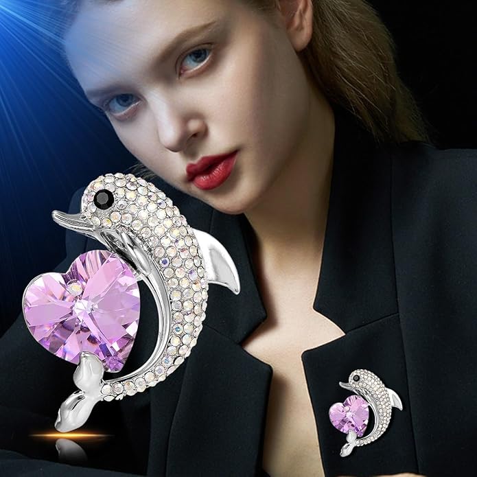 Animal Brooch for Women Girls 18k Gold Plated Animal Brooch Pin Rhinestone Animal Brooch Lapel Pin Jewelry Thanksgiving Day Birthday Wedding Gifts for Mom Wife