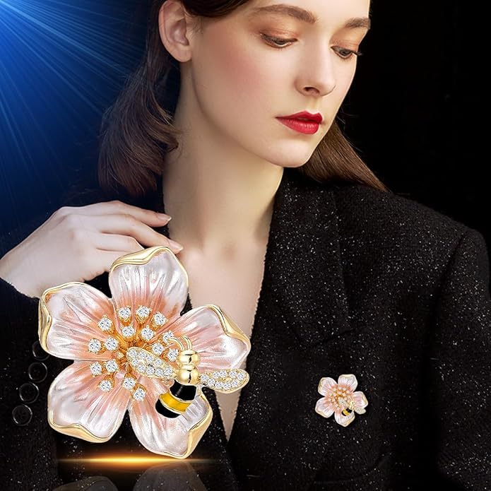 UNVAK Rhinestone Flower Brooch - Crystal Flower Pin for Women - Valentine's Day & Mother's Day Gift