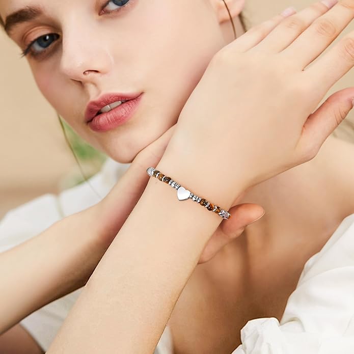 VIBILIA Cross Beaded Bracelets for Women, Inspirational Natural Heart Religious Bracelets for Women, Birthday Christian Gifts for Women on Thanksgiving Christmas Gifts