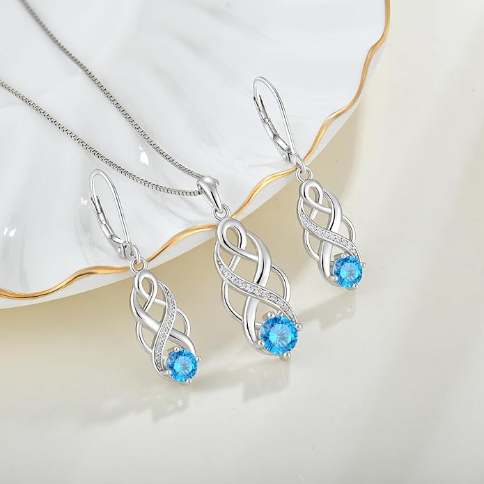 Infinity Celtic Knot Necklace 925 Sterling Silver Irish Pendant Birthstone Jewelry for Women