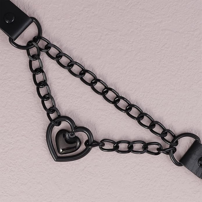 MILAKOO PU Leather Punk Choker Necklaces Circle/Heart Charm Adjustable Collar Necklace for Women