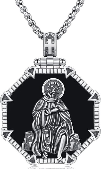 Taioiat Saint Necklace 925 Sterling Silver St Necklace Amulet Pendant Jewelry Religious Gift for Men Women