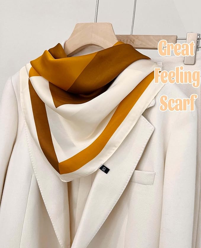 kcctoo 27.5" Mulberry Silk Feeling Head Scarf Women's Fashion Square Neck Satin Scarfs for Bag Hair Scarves Gift