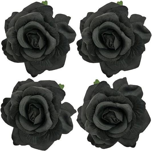La Homein Sanrich 4pcs/Pack Fabric Rose Hair Flowers Clips Mexican Hair Flowers Hairpin Brooch Headpieces