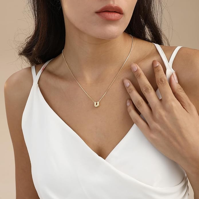 Bubble Gold Letter Necklace for Women, 14k Gold Plated Balloon Initial Necklace, Dainty Gold Necklace for Women, Personalized Bubble Pendant Name Necklace, Fashion Accessories Trendy Jewelry