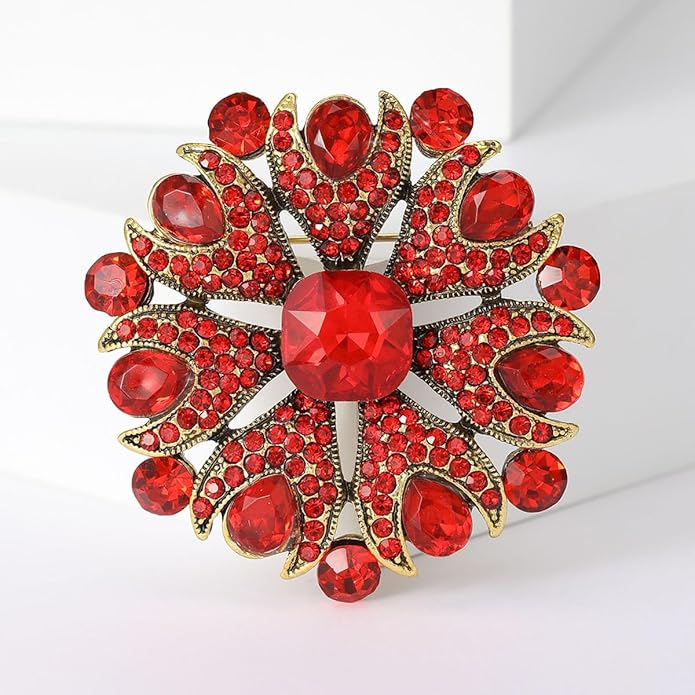 Vintage Rhinestone Flower Brooch for Women Dainty Crystal Flower Brooch Pin Stylish Crystal Brooch Elegant Clothing Hat Bag Accessories