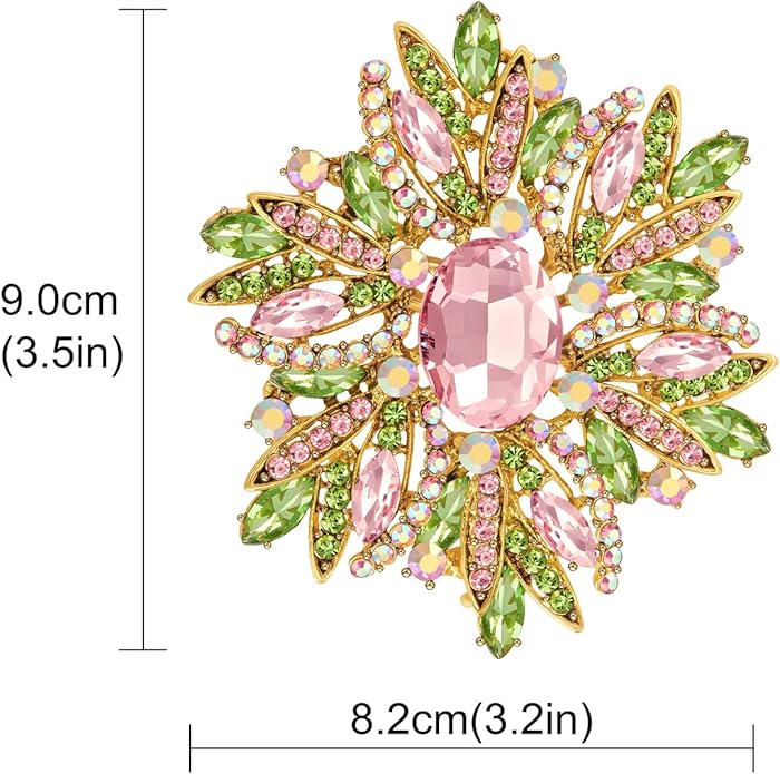 YOQUCOL Sunflower Shape Crystal Big Large Heavy Brooch Pin Rhinestone Scarf Decoration Corsage Cloth Pin for Women Girls