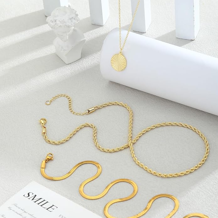 Gold/Silver Layered Necklaces for Women,Dainty 14k Gold Plated Stackable Choker Necklaces for Women,Trendy Layering Coin Chain Pendant Jewelry Set Gifts