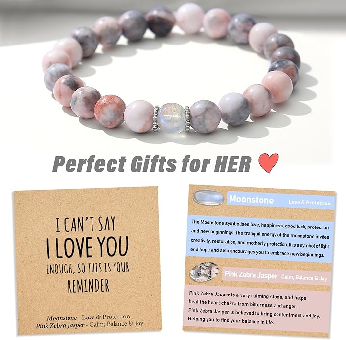 Christmas Stocking Stuffers for Kids/Girls/Teens-Love/Encouragement-Natural Crystal Bracelets-Handmade Cute Gifts