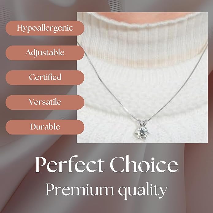 925 Sterling Silver Moissanite Jewelry Set - Classic European Design Necklace Earrings Set with Round Cut Moissanite Pendant - Adjustable Chain - Gift Box