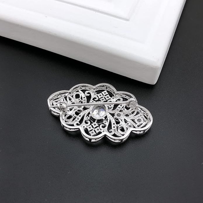 YOQUCOL Cubic Zirconia Crystal Rhinestone Wedding Brooch Pin for Women Brides Jewelry