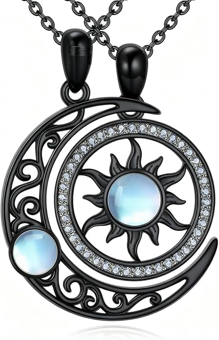 JBAERD Couples BFF Matching Necklaces 925 Sterling Silver Cross/Yin Yang/Sun Moon/Mountain Wave Pendant Necklace Anniversary Birthday Gifts