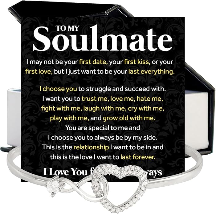 To My Soulmate Bracelet For Women With Heartfelt Message Card & Elegant Box, Bracelet For Girls, Soulmate Birthday, Wedding, Christmas Jewelry Gift From Boyfriend, Husband