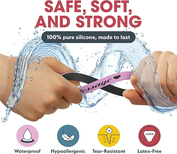Reminderband Custom 100% Silicone Luxe Wristbands – Personalized Motivational Bracelets, Bulk Rubber Bands for Events, Fundraisers, Awareness, Gifts - Hypoallergenic Bands