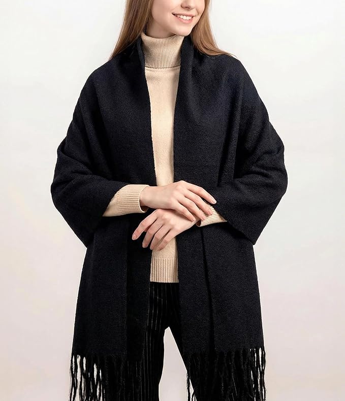 Achillea Warm Cashmere-Feel Winter Scarf – Thick Pashmina Shawl Wrap for Cold Weather