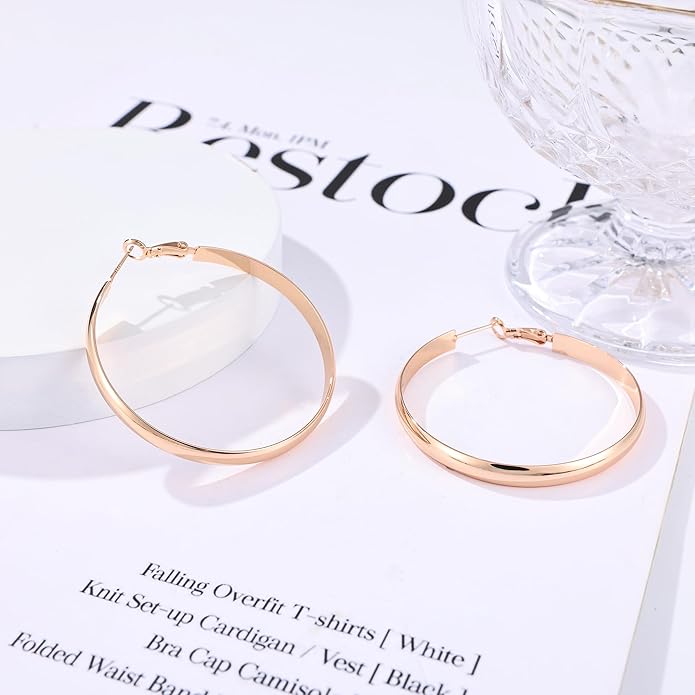 Gacimy 14K Gold Plated Hoop Earrings for Women, 14k Real Gold Plated with 925 Sterling Silver Post, Hypoallergenic Lightweight Thick Hoops Earrings for Women Trendy