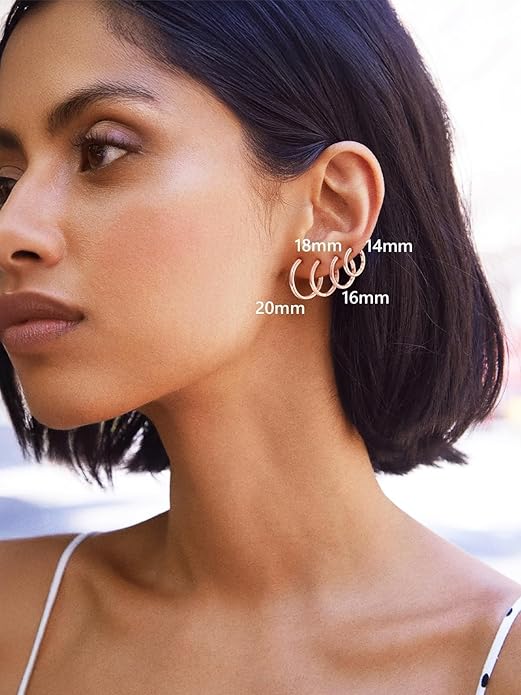 Silvora 925 Sterling Silver Small Hoop Earrings for Women Huggie Earrings Hypoallergenic Cartilage Earrings Tiny Hoops 6mm/8mm/10mm/12mm/14mm/16mm/18mm/20mm