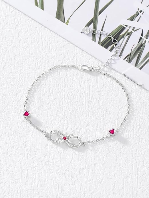 Dorunmo Infinity Bracelet Mom Bracelet 925 Sterling Silver 14K Gold Plated Infinity Heart Anklet for Women Christmas Jewelry Gifts for Wife Mom Daughter