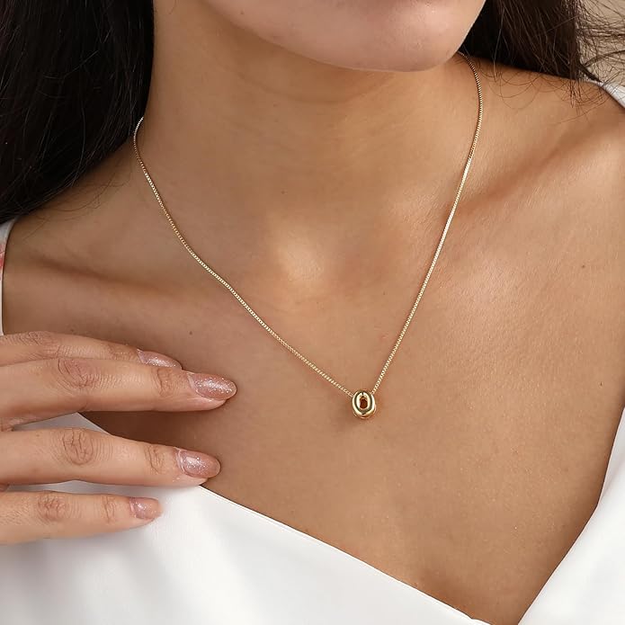 Bubble Gold Letter Necklace for Women, 14k Gold Plated Balloon Initial Necklace, Dainty Gold Necklace for Women, Personalized Bubble Pendant Name Necklace, Fashion Accessories Trendy Jewelry