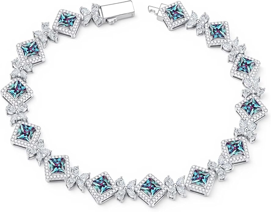 Iefil Tennis Bracelets for Women - 925 Sterling Silver Birthstone Tennis Bracelet, Anniversary Birthday Gifts, Birthstone Jewelry for Women Wife Mom Daughter