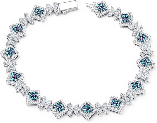 Iefil Tennis Bracelets for Women - 925 Sterling Silver Birthstone Tennis Bracelet, Anniversary Birthday Gifts, Birthstone Jewelry for Women Wife Mom Daughter
