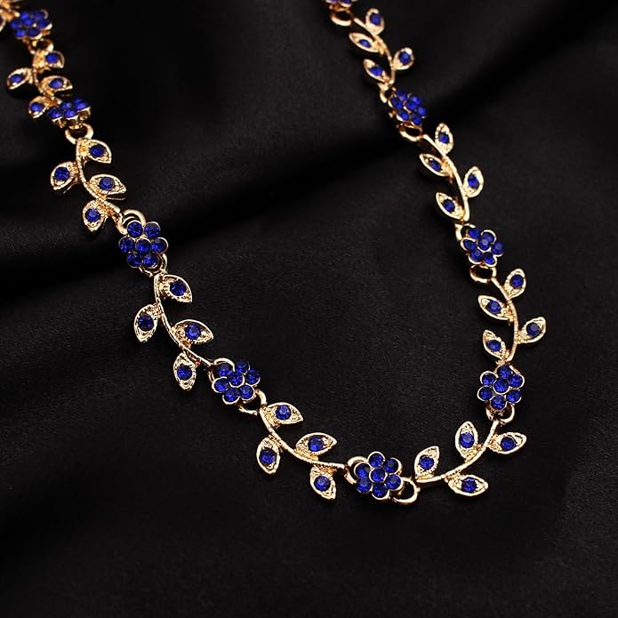 Austrian Crystal Rhinestone Choker Necklace Dangle Earring Link Bracelet Jewelry Set for Brides Bridesmaid Prom Costume Accessories for Women