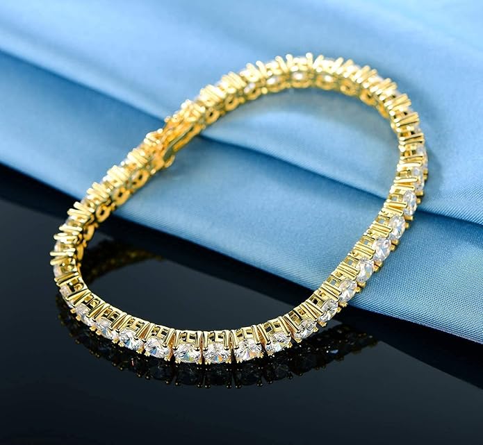 Gemsme 18K Yellow Gold/White Gold Plated Wedding Jewelry Set Tennis Necklace/Bracelet/Earrings Sets Pack of 3