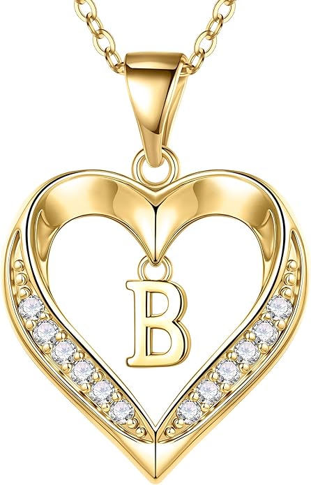 Turandoss Heart Initial Necklaces for Women - Dainty 14K Gold Plated CZ Heart Pendant Necklace with Tiny Letter A-Z, Non Tarnish Waterproof Trendy Jewelry Gifts for Mom Wife Girlfriend