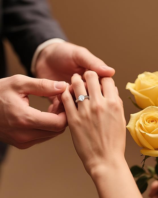 Moissanite Wedding Band Wedding Rings for Women D Color VVS1 Clarity, 925 Sterling Silver with 18K White Gold Plated Engagement Ring Anniversary Band Ideal Gift for Women Size 5~10