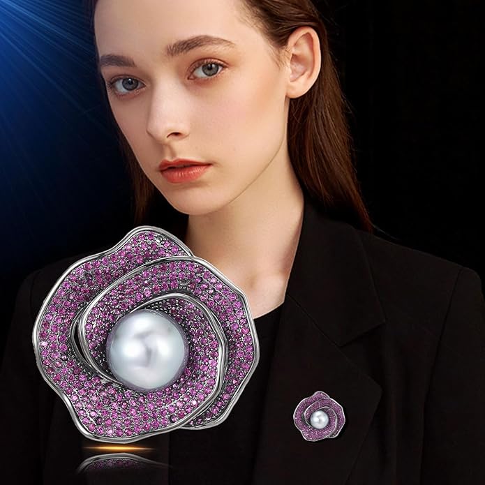 UNVAK Rhinestone Flower Brooch - Crystal Flower Pin for Women - Valentine's Day & Mother's Day Gift