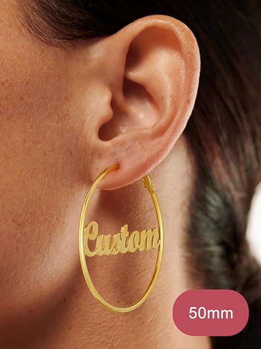 FOCALOOK 14K Gold Plated Lightweight Large Hoops| 2mm Thin Hoop Earrings for Women 30/40/50/70/100mm
