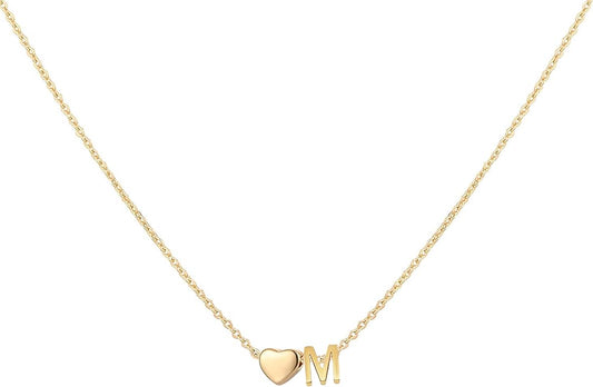 Initial Heart Necklace 18K Gold Plated Stainless Steel Tiny Heart Letter Necklace Personalized Monogram Name Necklace for Women