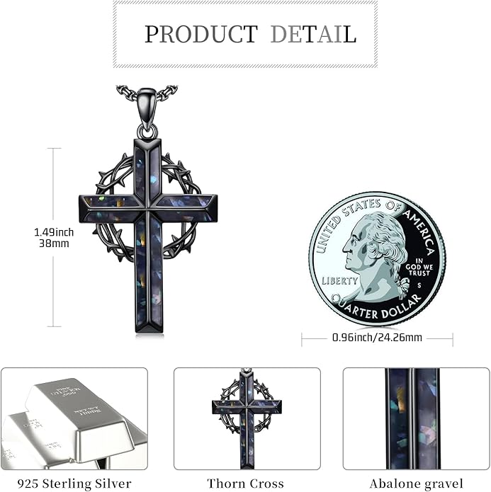 Cross Necklace for Men 925 Sterling Silver Celtic Cross Pendant Christian Jewelry Religious Christmas Gifts for Women