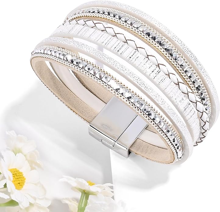 VIBILIA Boho Leather Wrap Bracelets for Women Multi-Layer Bracelets with Strong Clasp Jewelry for Women