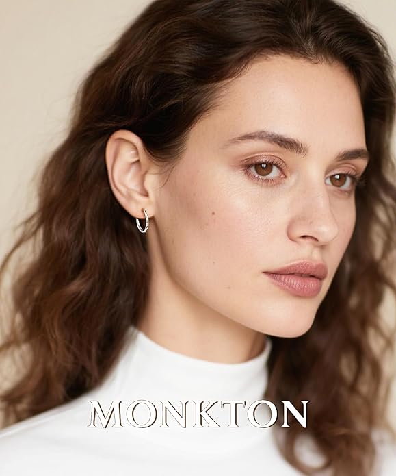 Monkton Huggie Earrings S925 Sterling Silver Minimalist Hoop Earrings - 14mm/16mm/18mm Chic Lightweight Hypoallergenic Women's Jewelry