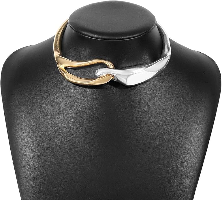 Punk Dripping Water-drop Choker Necklace for Women,Thick Drippy Chain Liquid Metal Collar Necklace Rocker Hip-hop Necklace Cool Metallic Unique Funky Statament Grunge Jewelry
